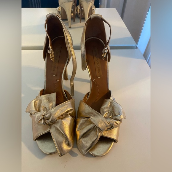 Soft gold bow leather heels - Picture 4 of 6